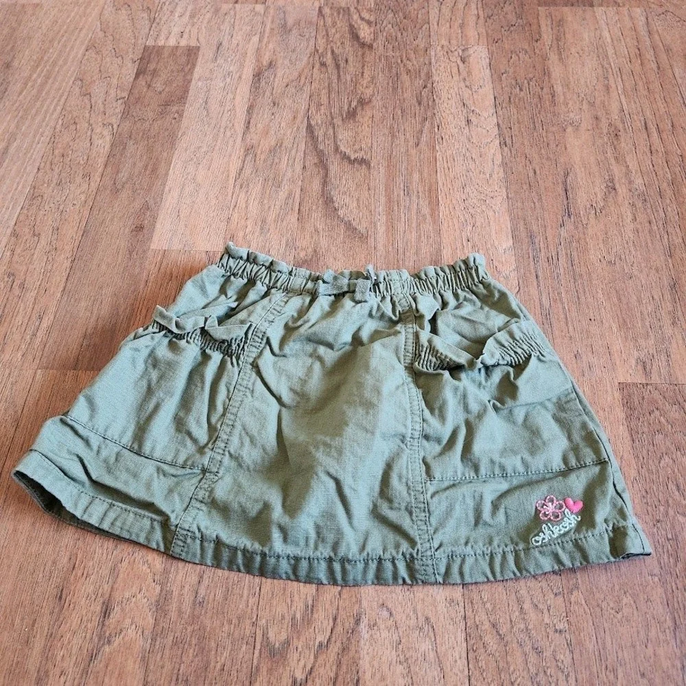 OshKosh Bgosh Girls 3T Olive Green Cotton Twill Skort Elastic Waist 593